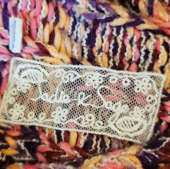 Sage The Label Tutti Frutti Turtleneck Loose Knit Sweater MEDIUM Purple Motif - Picture 7 of 9